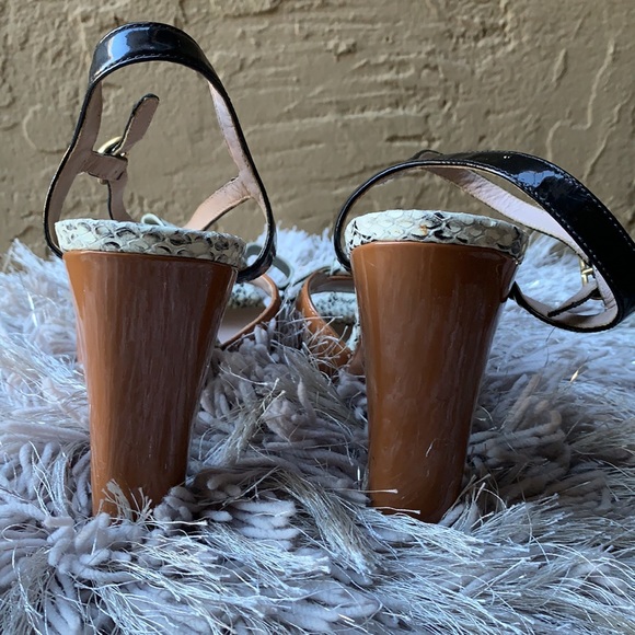 Joan & David Snakeprint/Patent Leather Block Heels - Picture 6 of 8